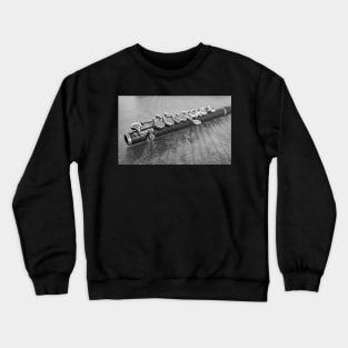 Wooden flute on wooden table Crewneck Sweatshirt